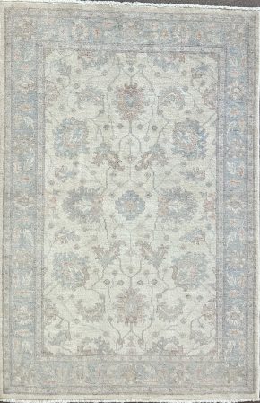 SS100520T144 Peshawar Afghan White Gray Brown 4-2x6-2 | Manoukian Rugs™`