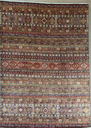 SS1005T145 Super Kazak Khorjeen Design Green Blue Red 8-9x12-3 | Manoukian Rugs™
