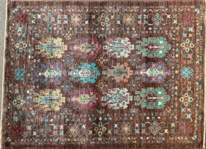 SS102822T380 Contemporary Pakistani Brown Blue Natural 5-1x6-9 | Manoukian Rugs™