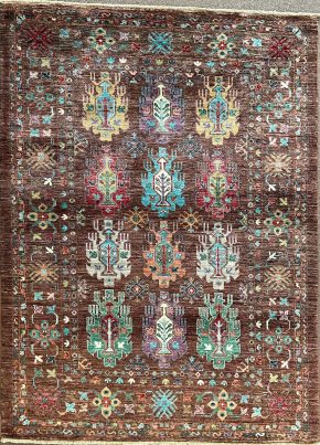 SS102822T380 Contemporary Pakistani Brown Blue Natural 5-1x6-9 | Manoukian Rugs™