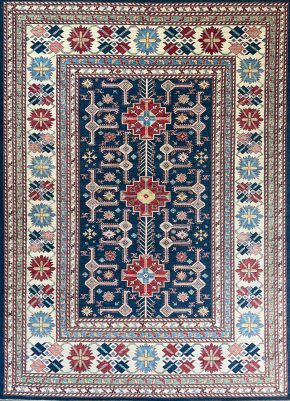 SS102822T384 Super Kazak Afghan Blue White Red 8-10x12-2 | Manoukian Rugs™