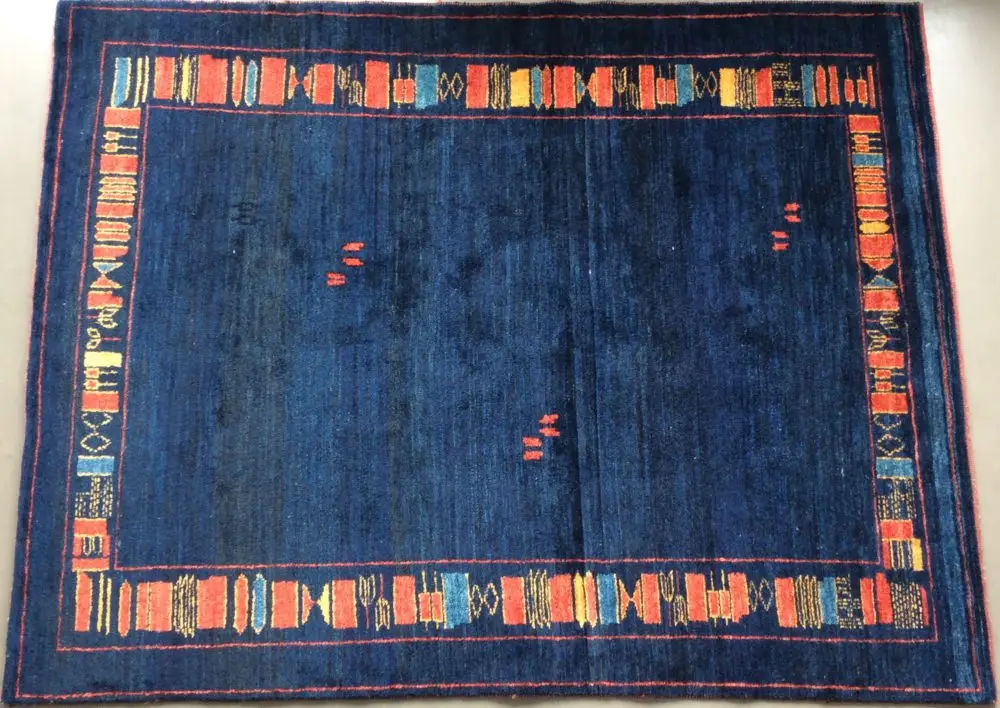 Persian Gabbeh Blue Red Yellow 4-9x6-2 | Manoukian Rugs™