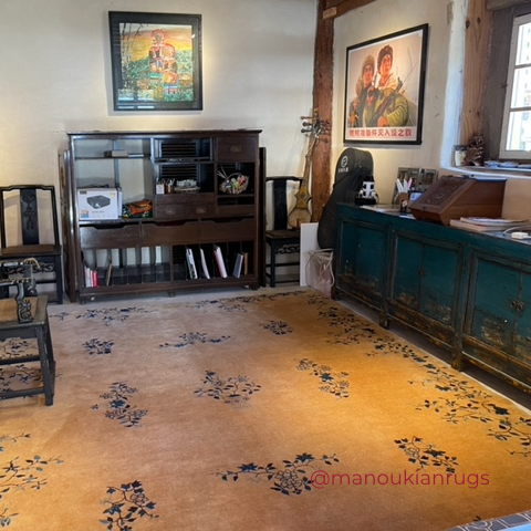 Antique Chinese rug in the China folk house