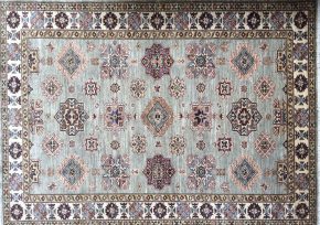 Super Kazak Afghan Gray Blue Yellow 5x6-7 | Manoukian Rugs™