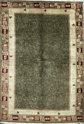 Indian Contemporary Green Beige Cream 6-2x9 | Manoukian Rugs™