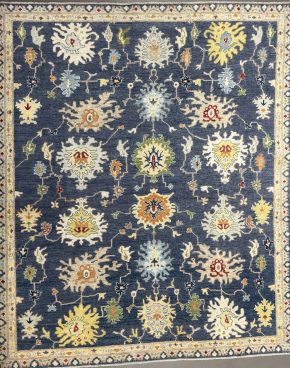 Oushak Afghan Blue Natural 8-1x9-8 | Manoukian Rugs™