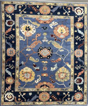 Oushak Afghan Blue Gray 8-2x9-11 | Manoukian Rugs™