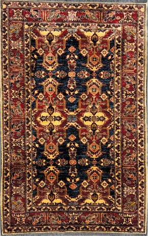 Kazak Afghan Red Blue Gold 4x6-2 | Manoukian Rugs™