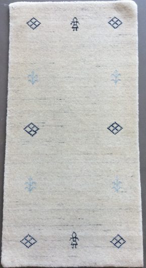 Indo-Lori Gabbeh Indian White Blue Black 2x4 | Manoukian Rugs™