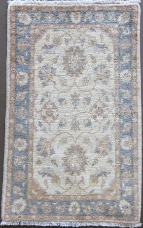 Peshawar Afghan White Brown Blue 2x3-2 | Manoukian Rugs™