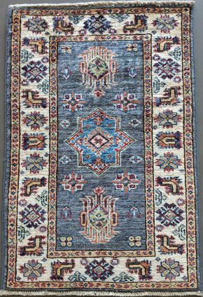 Super Kazak Afghan Blue Gold White 1-10x2-10 | Manoukian Rugs™