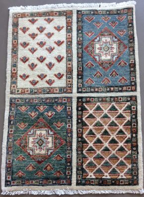 Peshawar Afghan White Brown Blue 2x2-9 | Manoukian Rugs™