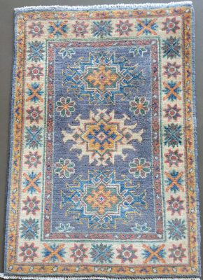 Kazak Afghan Blue Red Yellow 2x3 | Manoukian Rugs™