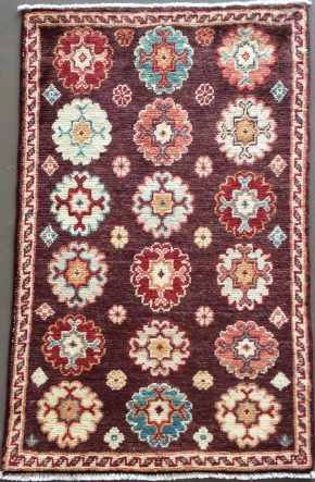 Kazak Mat Pakistan Brown White Red 2x3 | Manoukian Rugs™