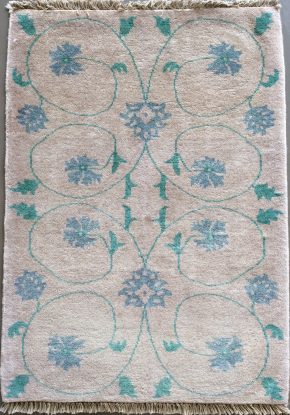 Contemporary Indo-Gabbeh India White Blue Teal 2-3x3-2 | Manoukian Rugs™