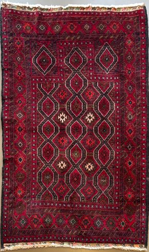 Tribal Afghan Red White Black 2-11 x 4-7 | Manoukian Rugs™