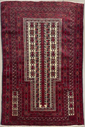 Belouch Afghan Red Black White 3-3 x 4-9 | Manoukian Rugs™