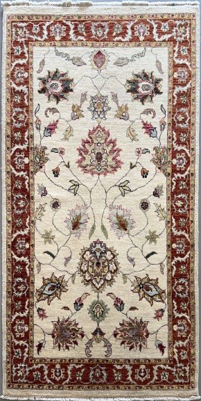 Keshan India White Natural Blue 3 x 5-5 | Manoukian Rugs™