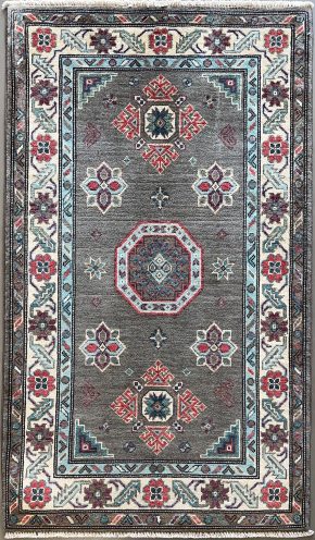 Caucasian Design Pakistan Gray Blue White 3 x 4-9 | Manoukian Rugs™