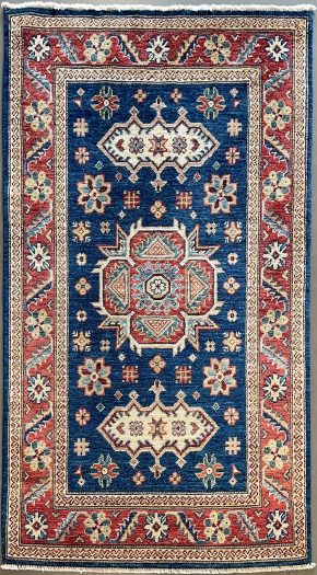 Caucasian Design Pakistan Blue Gold Red 3 x 5 | Manoukian Rugs™