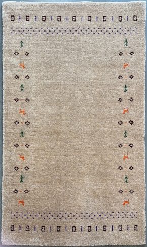 Indo-Gabbeh India White Black Orange 3 x 5 | Manoukian Rugs™