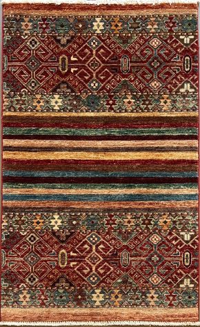 Super Kazak Afghan Red White Natural 2-8 x 4-1 | Manoukian Rugs™