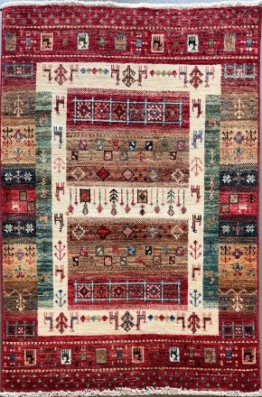 Khaleen Afghan Red Blue White 2-8 x 4 | Manoukian Rugs™
